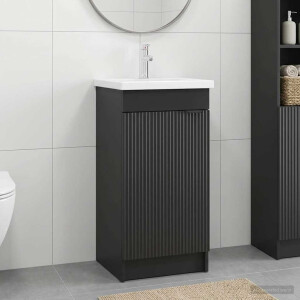 vidaXL Badkamermeubel met Wasbak Zwart 42 x 40 x 84,5 cm Bewerkt hout