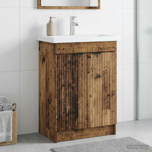 vidaXL Badkamer onder wastafel kast Oud hout 56 x 37,5 x 81 cm