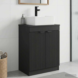 vidaXL Badkamermeubel met Wasbak Zwart 54 x 35 x 83 cm Bewerkt hout