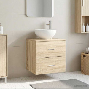 vidaXL Wandgemonteerde Wastafel Vanity Sonoma Eiken 49,5 x 35 x 63 cm