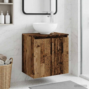 vidaXL Wandgemonteerde wastafelmeubel Oud hout 49,5 x 35 x 63 cm