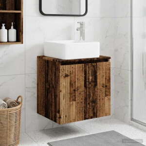 vidaXL Wandgemonteerde wastafelmeubel Oud hout 53 x 35 x 63 cm