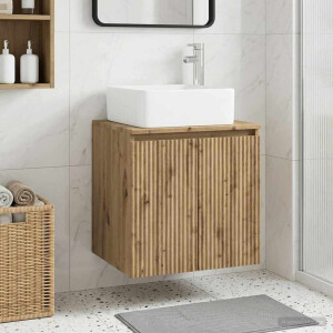 vidaXL Wandgemonteerde wastafelmeubel Artisanaal eiken 53 x 35 x 63 cm
