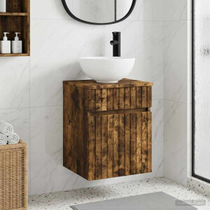 vidaXL Wandgemonteerde wastafelmeubel Gerookt eiken 39 x 41 x 64,5 cm