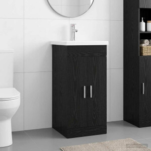 vidaXL Badkamermeubel met Wasbak Zwart eiken 42 x 40 x 84,5 cm