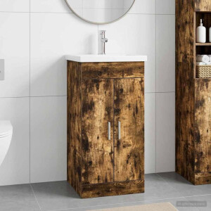 vidaXL Badkamermeubel met Wasbak Gerookt eiken 42 x 40 x 84,5 cm