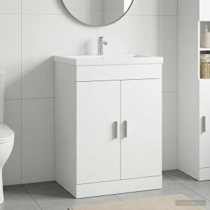 vidaXL Badkamer Onder Wasbak Kast Wit 56 x 37,5 x 81 cm Bewerkt hout