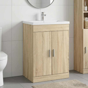 vidaXL Badkamer Onder Wasbak Kast Sonoma Eiken 56 x 37,5 x 81 cm