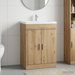 vidaXL Badkamer Onder Wasbak Kast Artisanaal eiken 56 x 37,5 x 81 cm