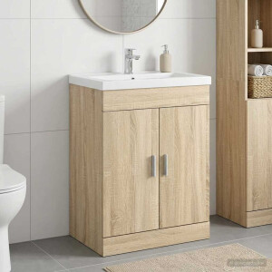 vidaXL Badkamer Onder Wasbak Kast Sonoma Eiken 78,5 x 37,5 x 81 cm