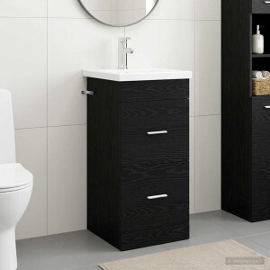 vidaXL Badkamermeubel met Wasbak Zwart eiken 42 x 40 x 84,5 cm