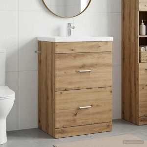 vidaXL Badkamer Onder Wasbak Kast Artisanaal eiken 56 x 37,5 x 81 cm