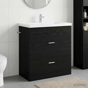 vidaXL Badkamer Onder Wasbak Kast Zwart eiken 78,5 x 37,5 x 81 cm