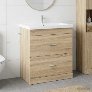 vidaXL Badkamer Onder Wasbak Kast Sonoma Eiken 78,5 x 37,5 x 81 cm