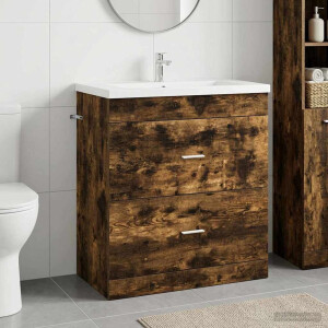 vidaXL Badkamer Onder Wasbak Kast Gerookt eiken 78,5 x 37,5 x 81 cm