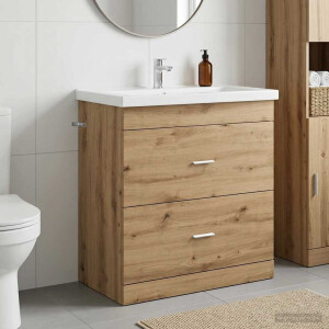 vidaXL Badkamer Onder Wasbak Kast Artisanaal eiken 78,5 x 37,5 x 81 cm
