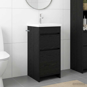 vidaXL Badkamermeubel met Wasbak Zwart eiken 42 x 40 x 84,5 cm