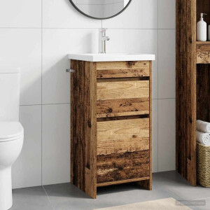 vidaXL Badkamermeubel met Wasbak Oud hout 42 x 40 x 84,5 cm