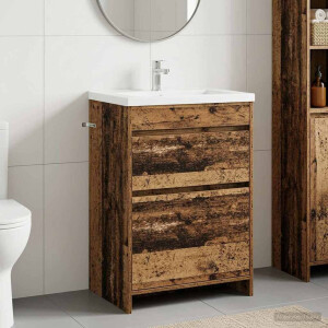 vidaXL Badkamer Onder Wasbak Kast Oud hout 56 x 37,5 x 81 cm