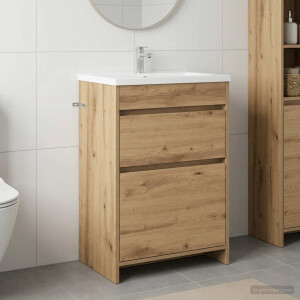 vidaXL Badkamer Onder Wasbak Kast Artisanaal eiken 56 x 37,5 x 81 cm