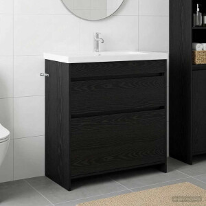vidaXL Badkamer Onder Wasbak Kast Zwart eiken 78,5 x 37,5 x 81 cm