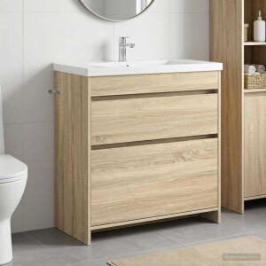 vidaXL Badkamer Onder Wasbak Kast Sonoma Eiken 78,5 x 37,5 x 81 cm