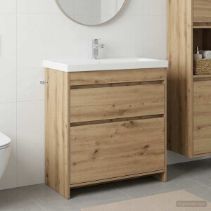 vidaXL Badkamer Onder Wasbak Kast Artisanaal eiken 78,5 x 37,5 x 81 cm