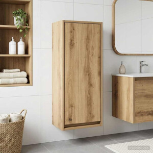 vidaXL Wandgemonteerde wastafelmeubel Artisanaal eiken 35 x 20 x 81 cm