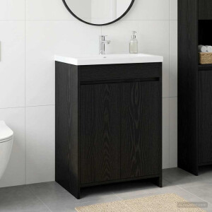vidaXL Badkamer Onder Wasbak Kast Zwart eiken 56 x 37,5 x 81 cm