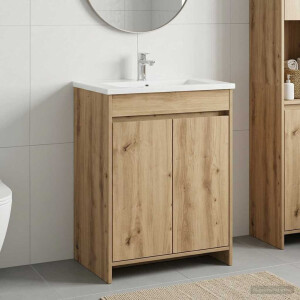 vidaXL Badkamer Onder Wasbak Kast Artisanaal eiken 56 x 37,5 x 81 cm