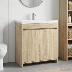 vidaXL Badkamer Onder Wasbak Kast Sonoma Eiken 78,5 x 37,5 x 81 cm