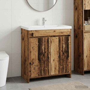 vidaXL Badkamer Onder Wasbak Kast Oud hout 78,5 x 37,5 x 81 cm