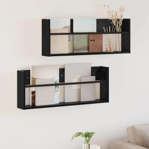 vidaXL Tijdschrift Rek 2 pcs Zwart Eiken 80 x 12 x 30 cm Bewerkt hout