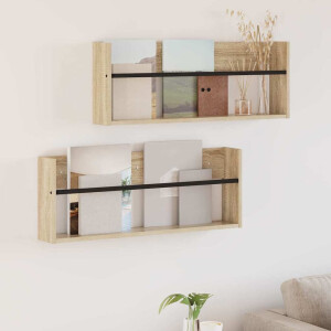 vidaXL Tijdschrift Rek 2 pcs Sonoma Eiken 80 x 12 x 30 cm Bewerkt hout