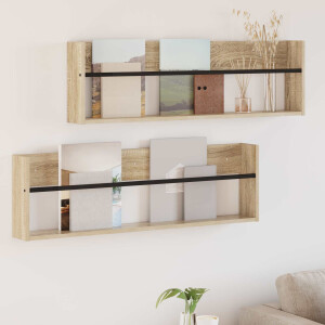 vidaXL Tijdschrift Rek met plank 2 pcs Sonoma Eiken 100 x 12 x 30 cm