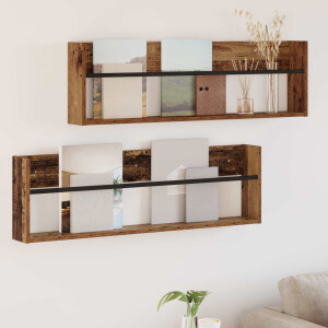 vidaXL Tijdschrift Rek 2 pcs Oudhout 100 x 12 x 30 cm Bewerkt hout