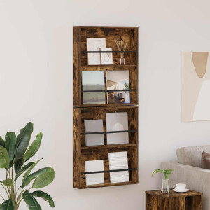 vidaXL Tijdschrift Rek met plank 2 pcs Gerookt eiken 60 x 12 x 70 cm