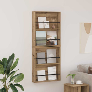 vidaXL Tijdschrift Rek met plank 2 pcs Artisan Eiken 60 x 12 x 70 cm