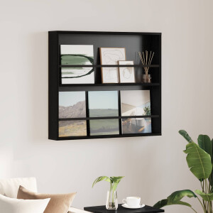 vidaXL Tijdschrift Rek Zwart Eiken 80 x 12 x 70 cm Bewerkt hout