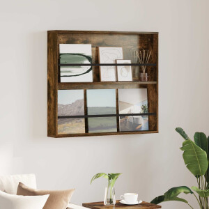 vidaXL Tijdschrift Rek Gerookt eiken 80 x 12 x 70 cm Bewerkt hout