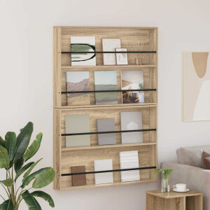 vidaXL Tijdschrift Rek met plank 2 pcs Sonoma Eiken 100 x 12 x 70 cm