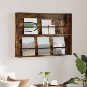 vidaXL Tijdschrift Rek Gerookt eiken 100 x 12 x 70 cm Bewerkt hout