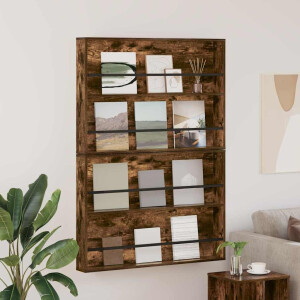 vidaXL Tijdschrift Rek met plank 2 pcs Gerookt eiken 100 x 12 x 70 cm