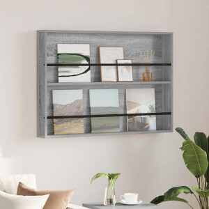 vidaXL Tijdschrift Rek Grijs Sonoma 100 x 12 x 70 cm Bewerkt hout