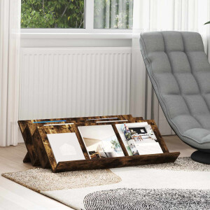 vidaXL Tijdschrift Rek Gerookt eiken 90 x 53 x 28,5 cm Bewerkt hout