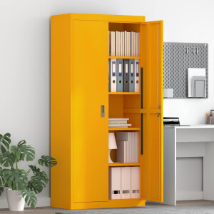 vidaXL Opbergkast Mosterdgeel 80 x 40 x 180 cm Staal