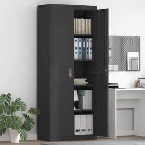 vidaXL Opbergkast Zwart 80 x 40 x 200 cm Staal