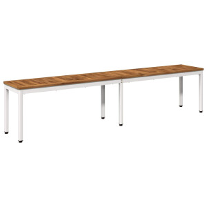 vidaXL Tuinbank 201 x 35 x 45 cm Massief Acaciahout Natuurlijk en Wit