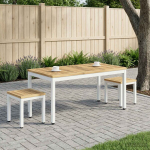 vidaXL Salontafel Wit 50 x 100,5 x 45 cm Massief Acaciahout