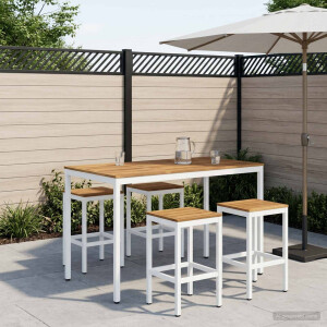 vidaXL Tuinbar Tafel Wit 141 x 80,5 x 105 cm Massief Acaciahout